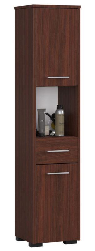 Słupek łazienkowy Akord Fin Wenge 30 cm 2 drzwi 1 szuflada kolor Wenge mat 5 półek 30x30x140 cm 1 szt.