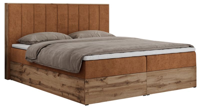 Łóżko kontynentalne MKS Meble BELLISSIMO 160x200 H3 pomarańczowy struktura 1szt.