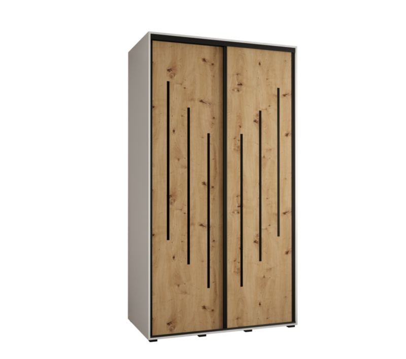 Szafa przesuwna Abiks DAVOS 8 wysoka szer.130cm gł.60cm biały/artisan/czarny 1szt.