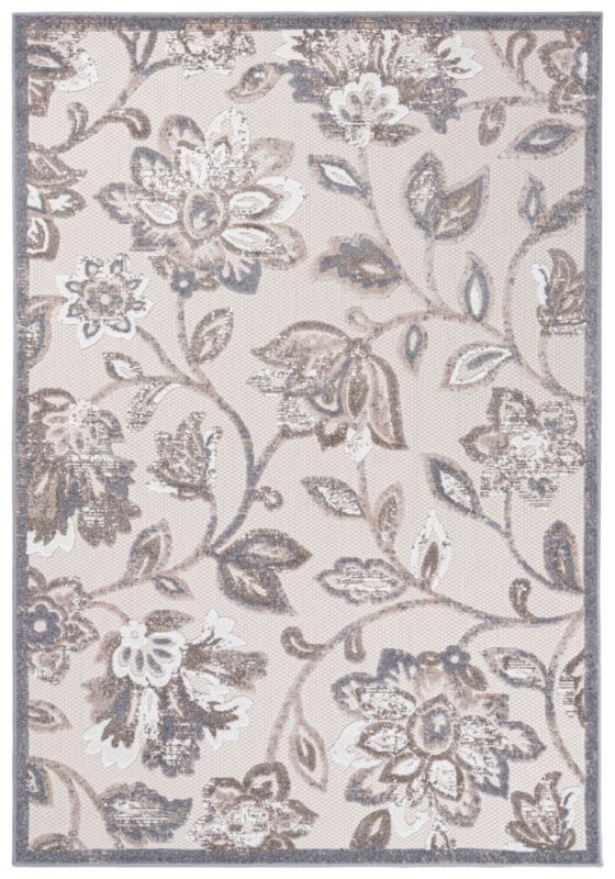Dywan wewnętrzny/ zewnętrzny Aventura EC93B prostokąt 140 x 200 cm beżowy, kremowy nowoczesny wzór roślinny krótki włos 1 szt.