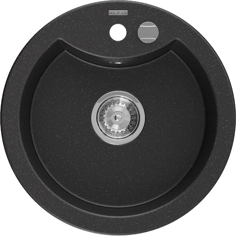 Zlewozmywak wpuszczany Mexen Diego 1-komorowy czarny/srebrny metalik 488x480 mm - 6512481000-73-B 1 szt.