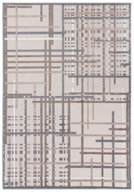 Dywan wewnętrzny/ zewnętrzny Aventura EC86C prostokąt 120 x 170 cm beżowy nowoczesny wzór geometryczny,paski krótki włos 1 szt.