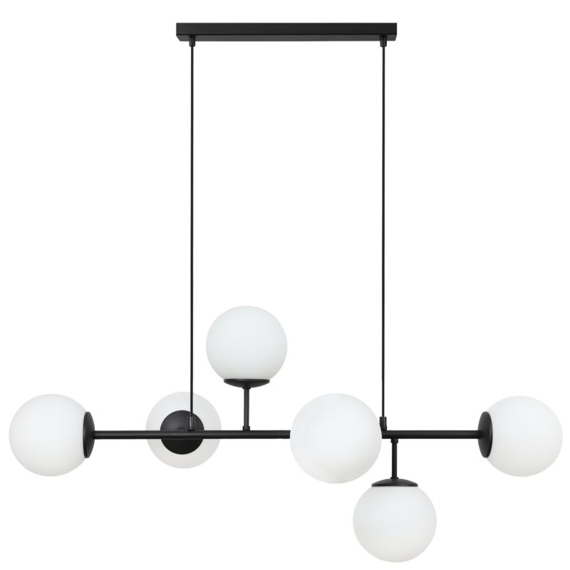 Lampa sufitowa wisząca Light Home LH Siena 6x E14 40W czarny 46cm klosz biały 1szt.
