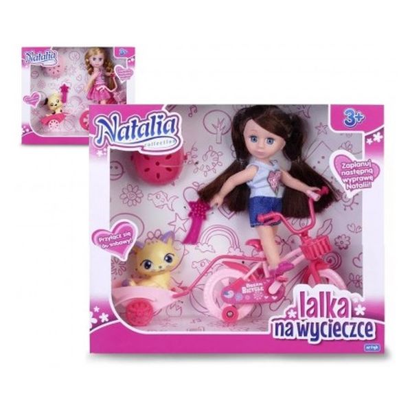 Lalka Natalia z rowerem i kotkiem @