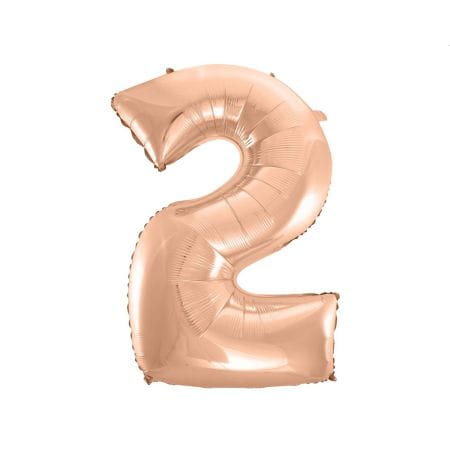 BALON FOLIOWY RÓŻ-ZŁOTY CYFRA 2 92CM