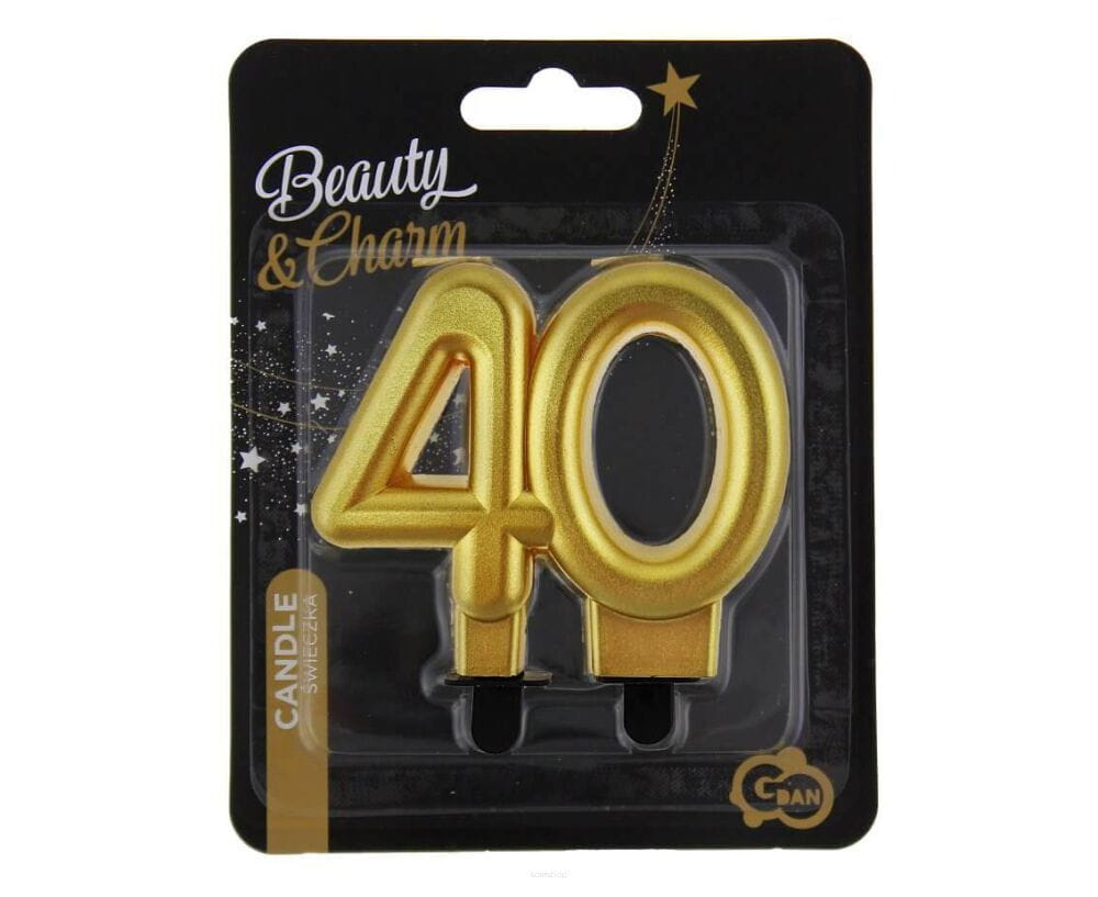 Świeczka na tort liczba 40 metallic złota Godan