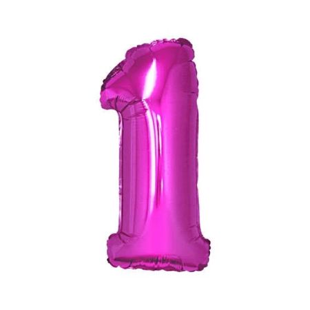 Balon foliowy Cyfra Ciemny róż "1" - Wielkość 92cm