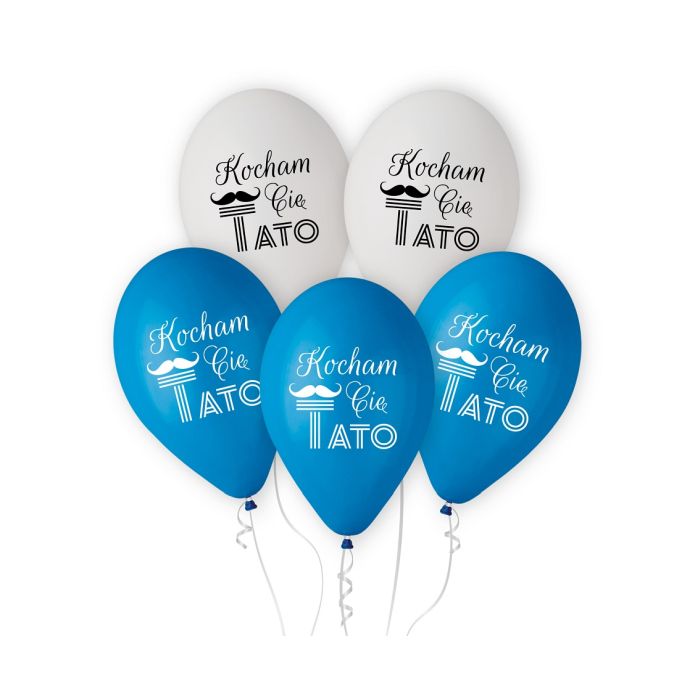 Balony Kocham Cię Tato (niebieskie, białe), 12'/ 5 szt.