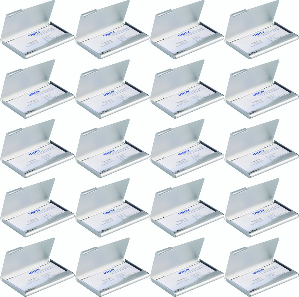20x Wizytownik kieszonkowy Durable Business Card Box, na 20 wizytówek, srebrny