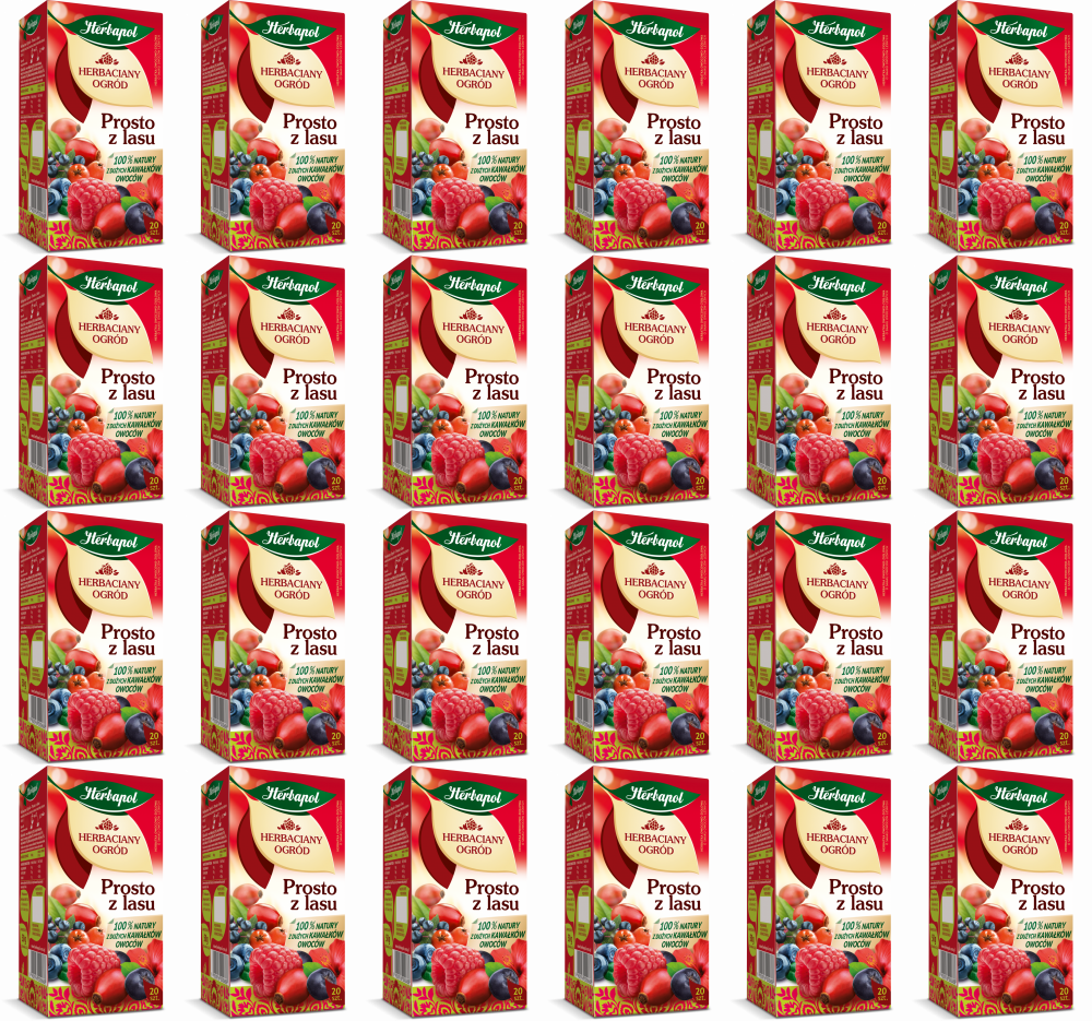 24x Herbata owocowa w torebkach Herbapol Herbaciany Ogród Prosto z lasu, owoce leśne, 20 sztuk x 2,5g