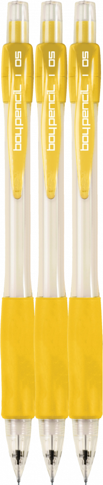 3x ołówek automatyczny Rystor Boy-Pencil, 0.7mm, z gumką, żółty