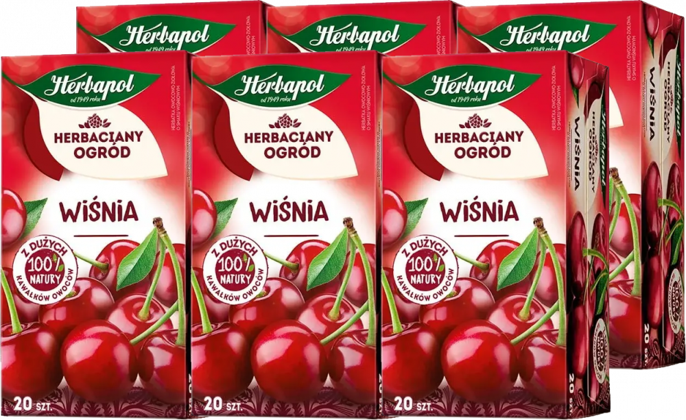 6x Herbata owocowa w torebkach Herbapol Herbaciany Ogród wiśnia, 20 sztuk x 2.7g