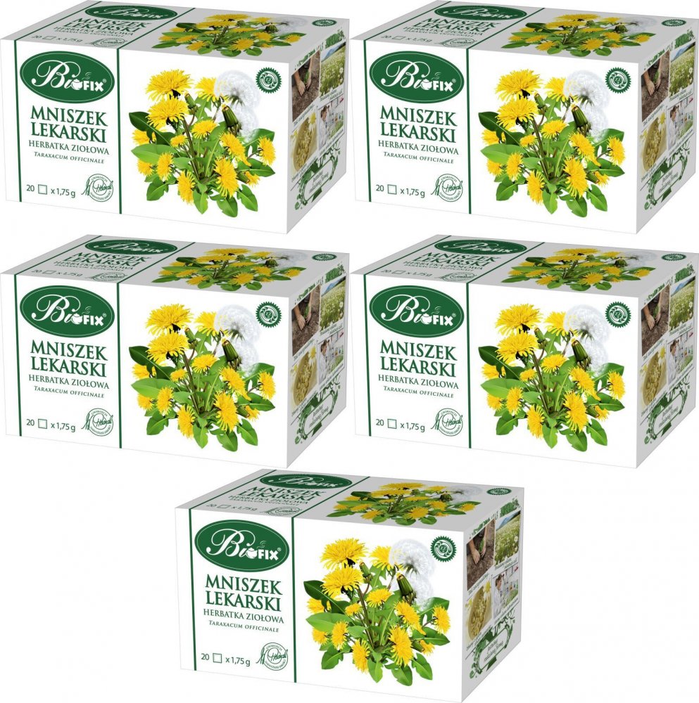 5x Herbata ziołowa w torebkach Bifix, mniszek lekarski, 20 sztuk x 1.75g