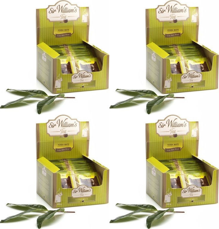 4x Herbata Yerba Mate w torebkach Sir William's Tea, zielona smakowa, 50 sztuk x 2g