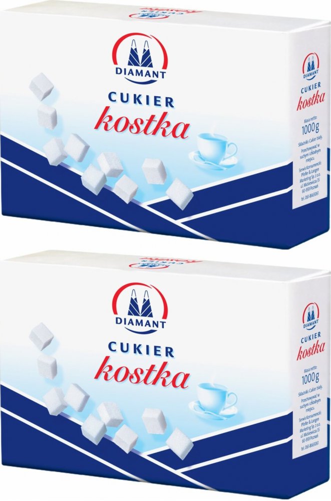 2x Cukier biały Diamant, w kostkach, 1kg
