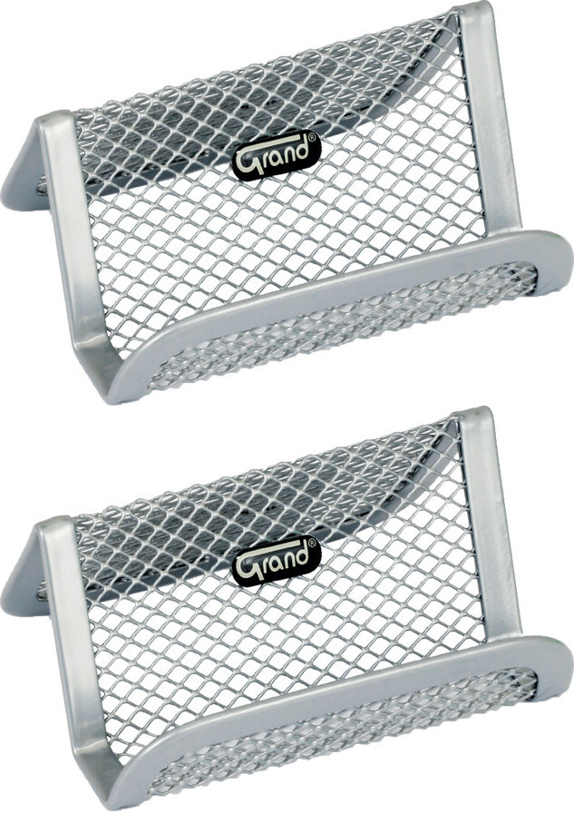 2x Stojak na wizytówki Grand GR-340S, metalowy, 65x94x45mm, srebrny