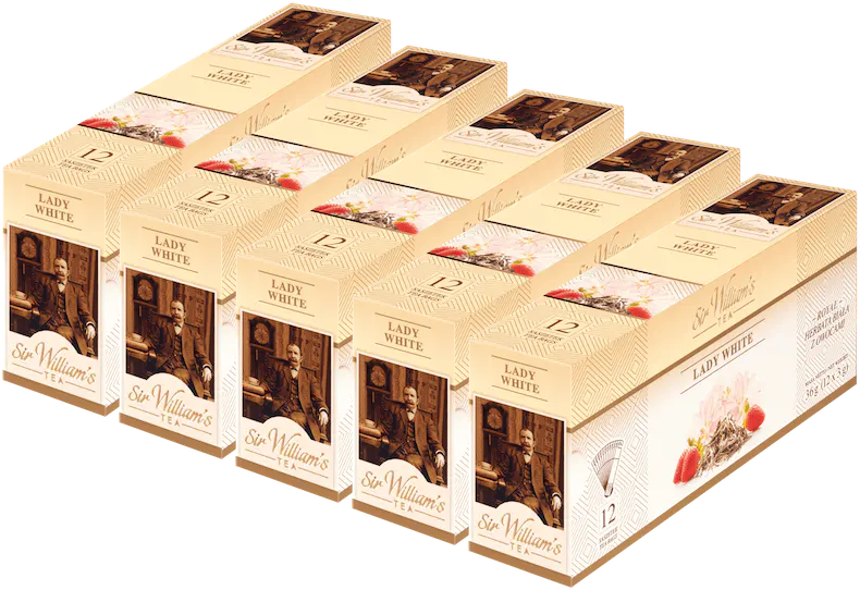 5x Herbata biała smakowa w torebkach Sir William's Royal Taste Lady White, owocowa, 12 sztuk x 3g