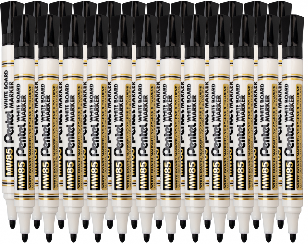 24x Marker suchościeralny Pentel MW85, okrągła, 4.4mm, czarny