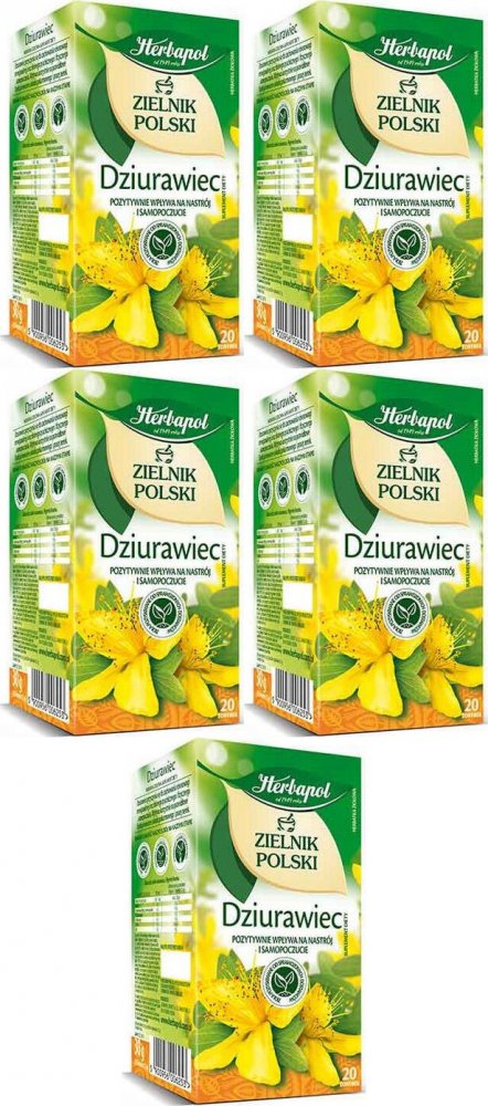5x Herbata ziołowa w torebkach Herbapol Zielnik Polski, dziurawiec, 20 sztuk x 1.5g