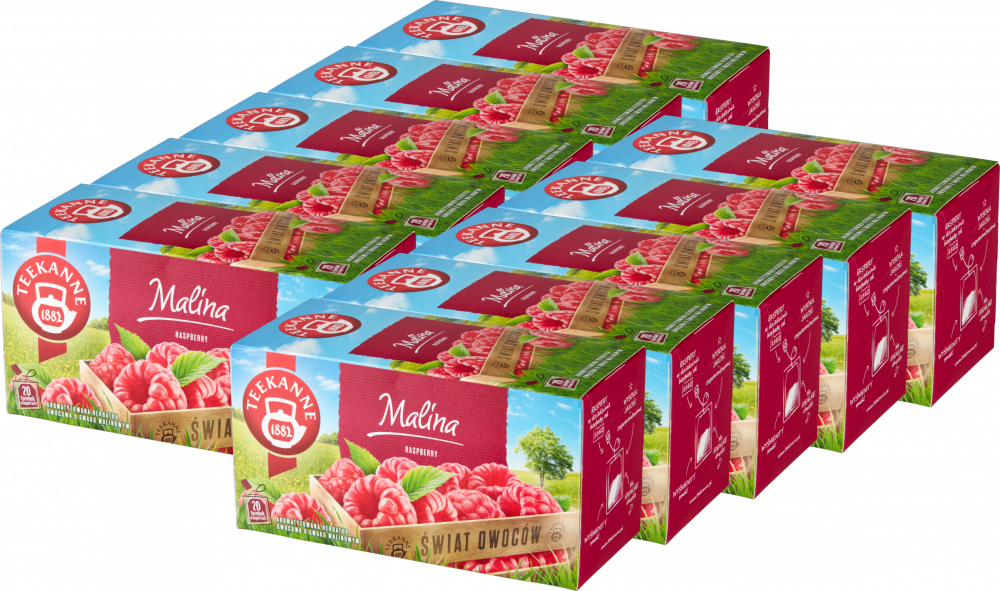 10x Herbata owocowa w kopertach Teekanne Raspberry, malina, 20 sztuk x 2.5g