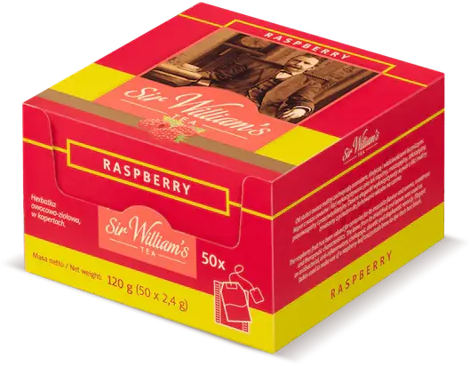 Herbata owocowa w kopertach Sir William’s Tea Raspberry, malina, 50 sztuk x 2.4g