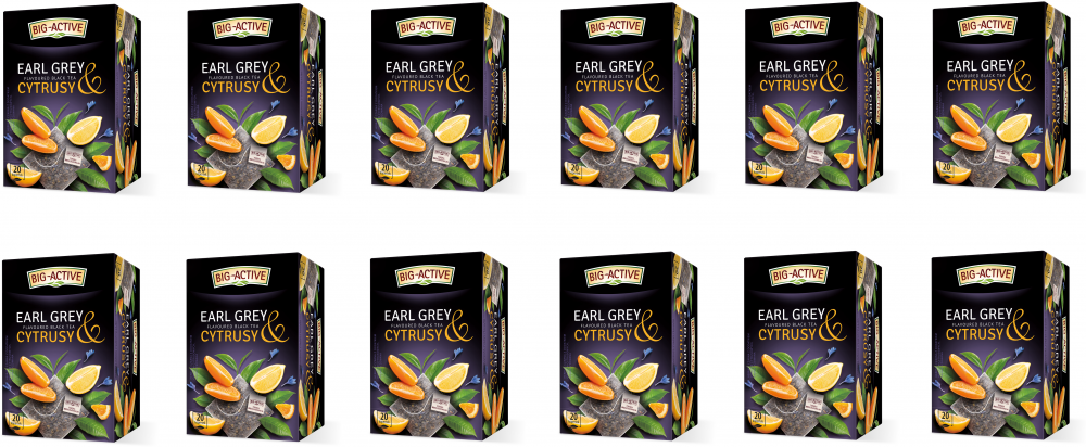 12x Herbata Earl Grey & Cytrusy w kopertach Big-Active, 20 sztuk x 2g