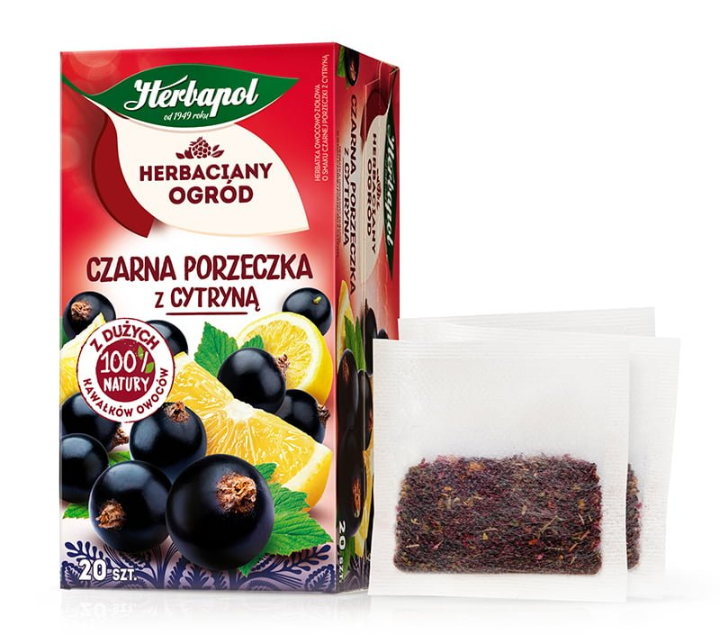 Herbata owocowa w torebkach Herbapol Herbaciany Ogród, czarna porzeczka z cytryną, 20 sztuk x 2.7g
