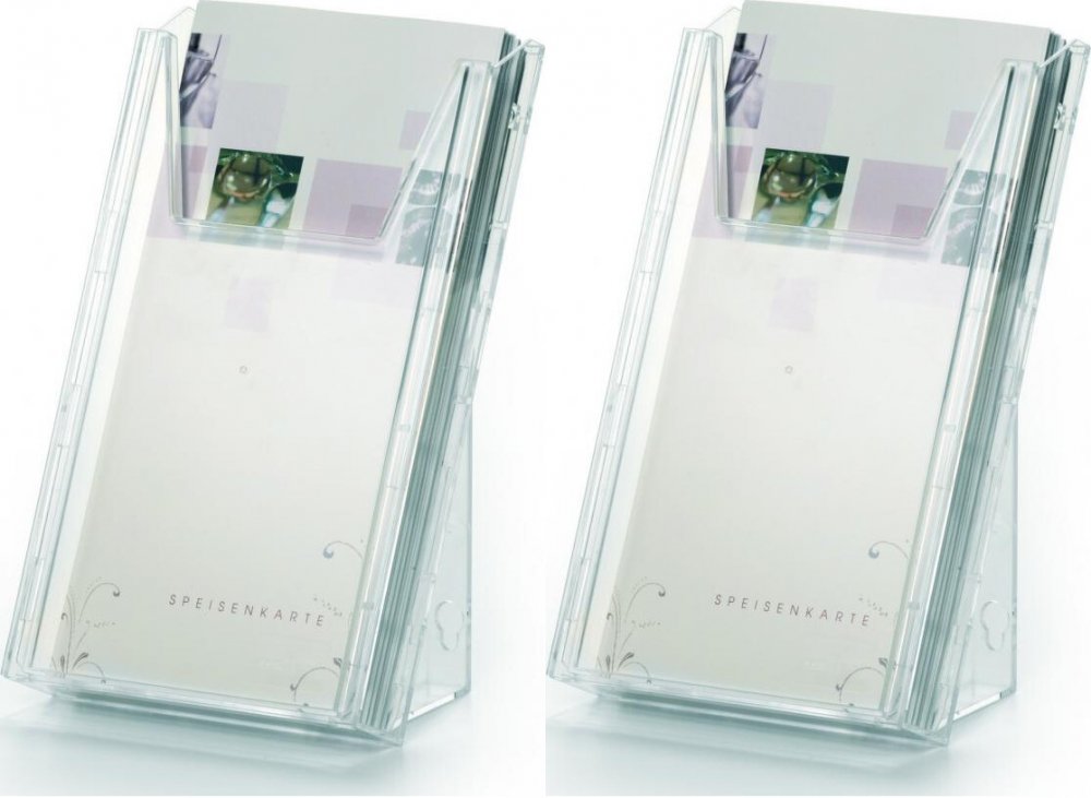 2x Stojak na prospekty Durable Combiboxx, 1/3 A4, 1 kieszeń, przezroczysty