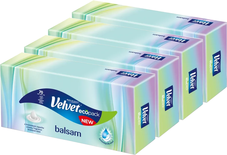4x Chusteczki higieniczne Velvet Balsam Zapach, w kartoniku, 70 sztuk