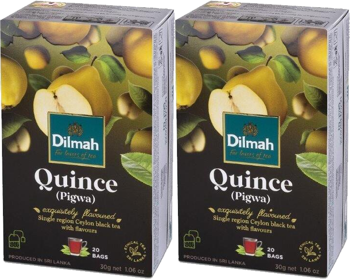 2x Herbata czarna aromatyzowana w torebkach Dilmah, Quince, pigwa, 20 sztuk x 1.5g