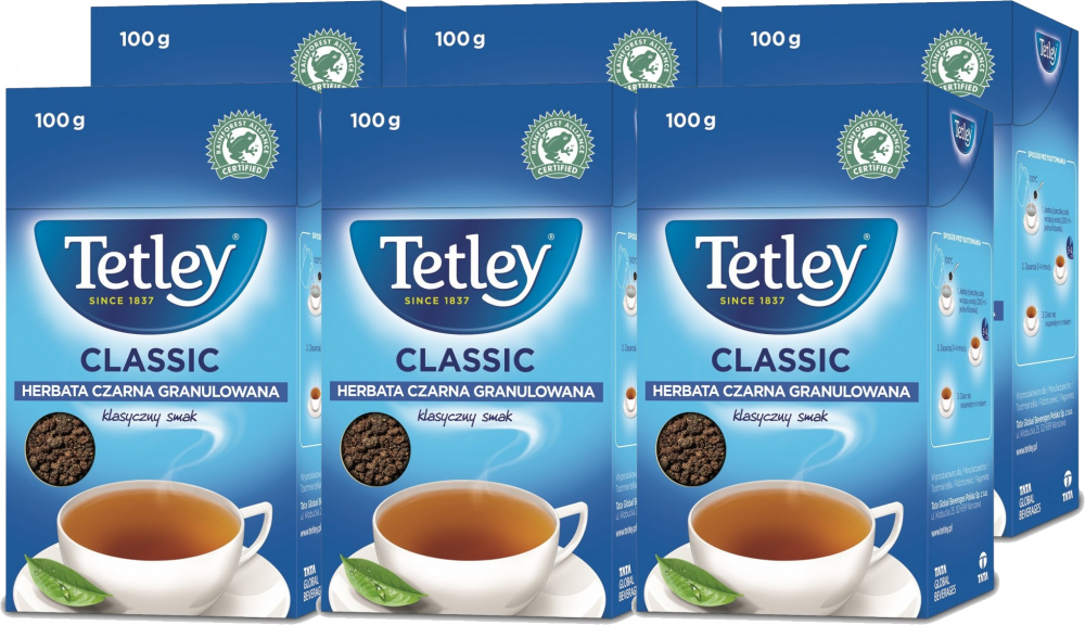 6x Herbata czarna granulowana Tetley Classic, 100g