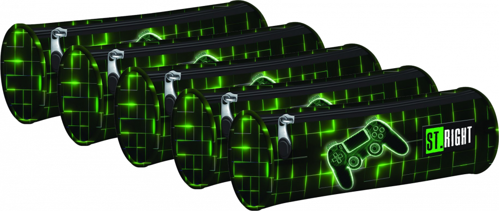 5x Piórnik szkolny St.Right PU1 Neon Pad, tuba, bez wyposażenia, 21x8cm