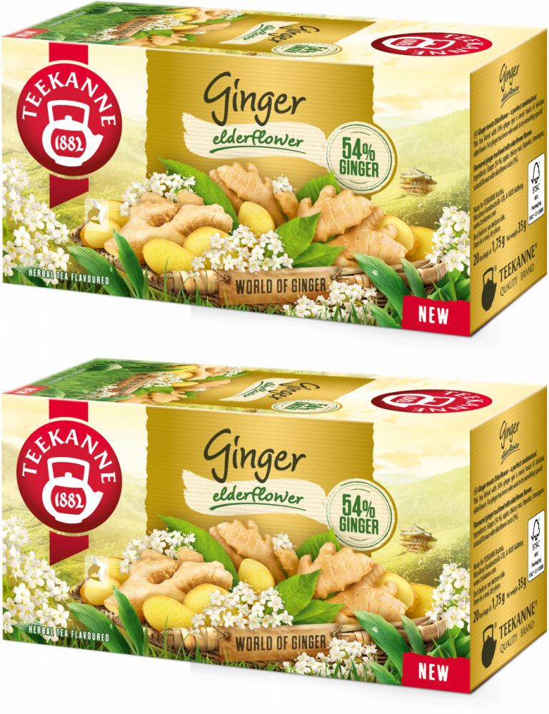 2x Herbata owocowa w kopertach Teekanne Ginger Elderflower, imbir i kwiat bzu, 20 sztuk x 1.75g