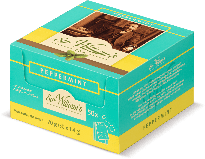 Herbata zielona w kopertach Sir William's Tea, z miętą, 50 sztuk x 1.4g