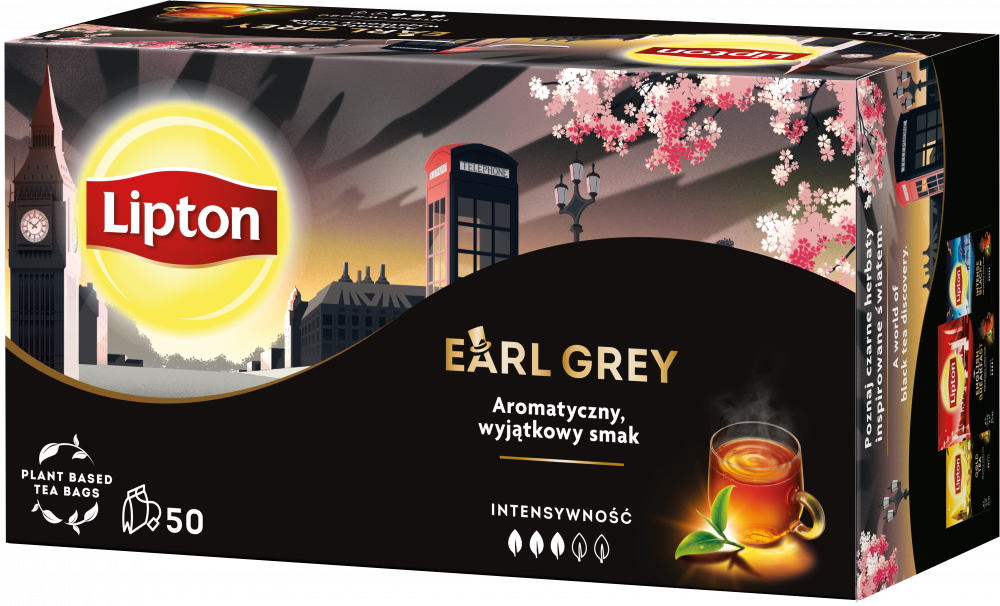 Herbata Earl Grey w torebkach Lipton, 50 torebek x 1.5g