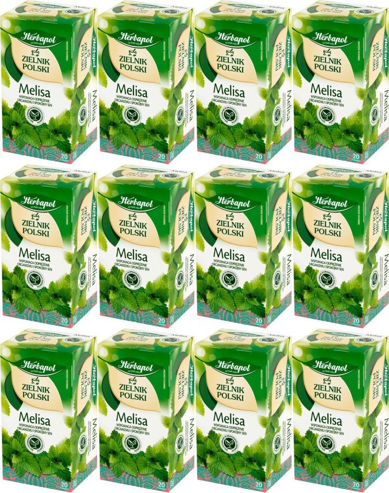 12x Herbata ziołowa w torebkach Herbapol Zielnik Polski, melisa, 20 sztuk x 2g