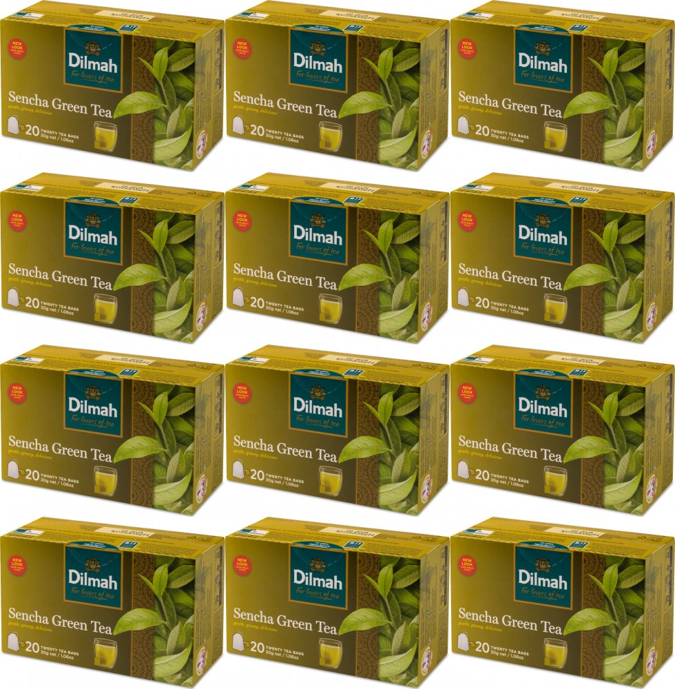 12x Herbata zielona w kopertach Dilmah Green Tea Sencha, 20 sztuk x 1.5g