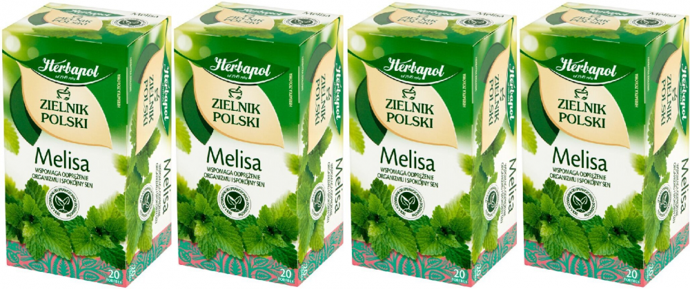 4x herbata ziołowa w torebkach Herbapol Zielnik Polski, melisa, 20 sztuk x 2g