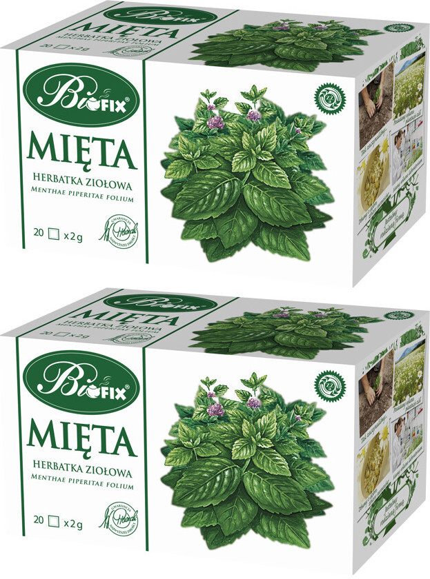 2x Herbata ziołowa w torebkach Bifix, mięta, 20 sztuk x 2g