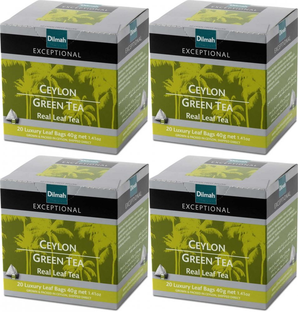 4x Herbata zielona w piramidkach Dilmah Exceptional Ceylon Green Tea, 20 sztuk x 2g