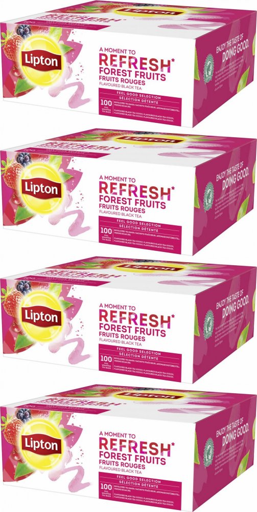 4x Herbata czarna aromatyzowana w kopertach Lipton Classic Forest Fruits, owoce leśne, 100 sztuk x 1.6g