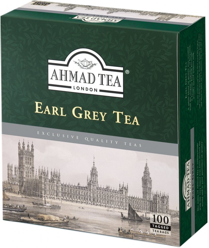 Herbata Earl Grey w torebkach z zawieszką Ahmad Tea, 100 sztuk x 2g