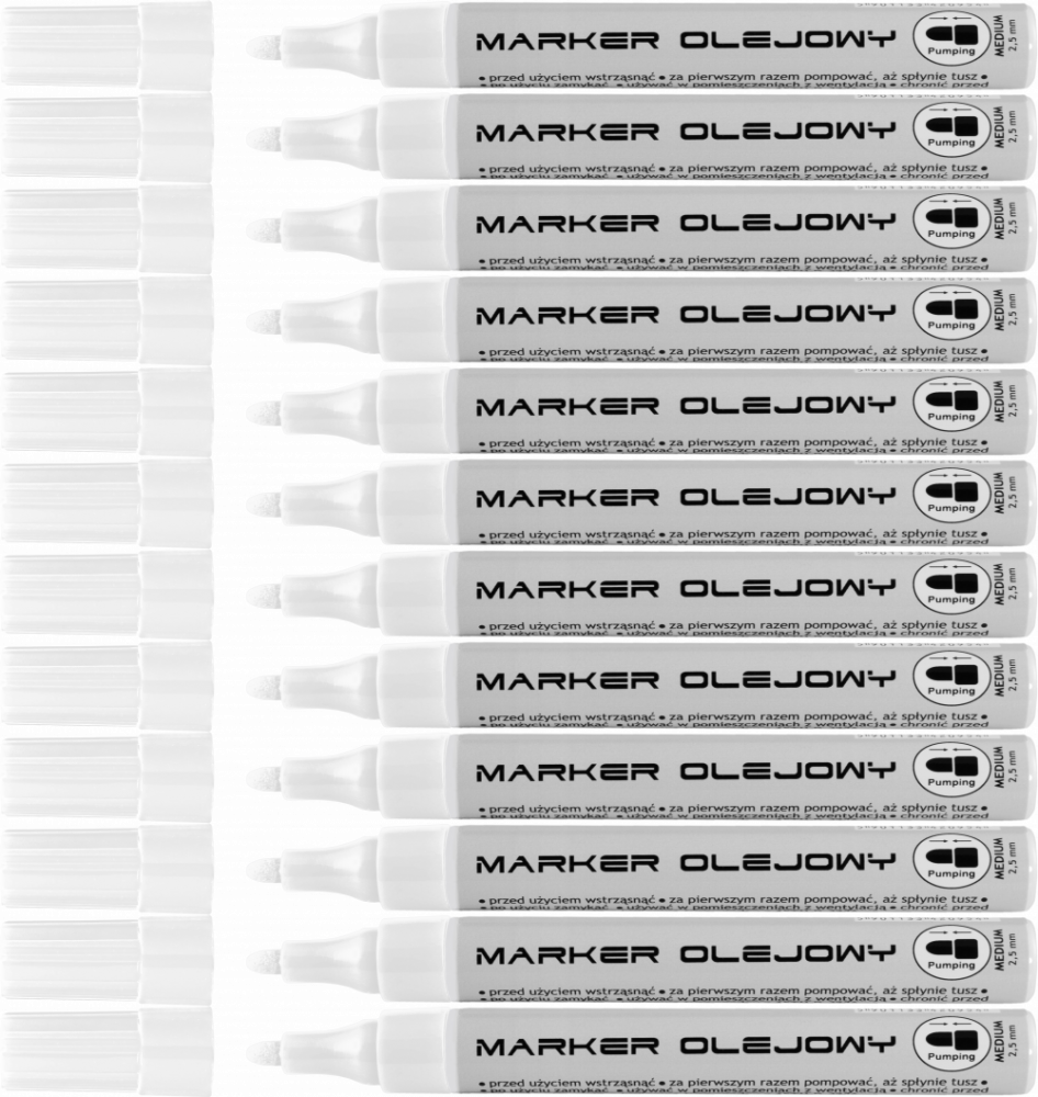 12x Marker olejowy Toma Economy TO-420, okrągła, 2.5mm, biały