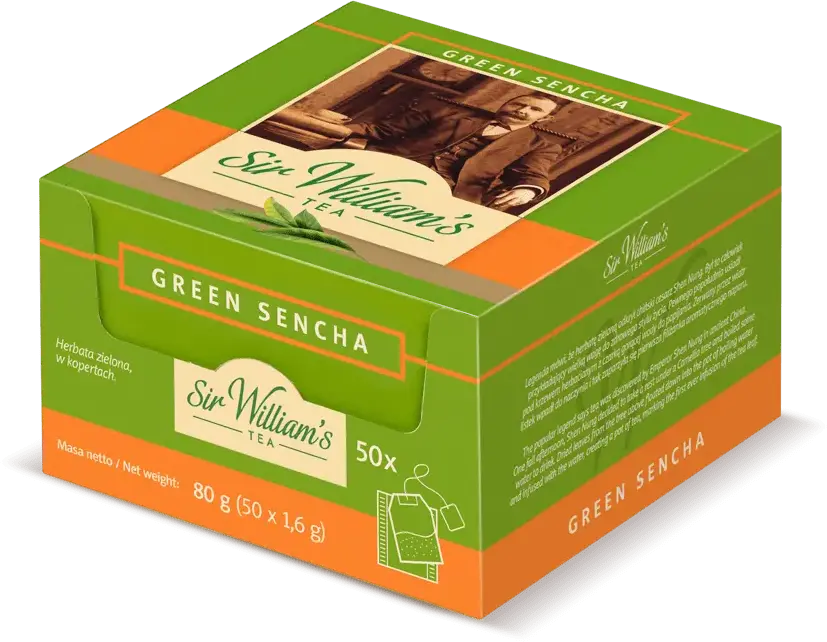 Herbata zielona w kopertach Sir William's Tea Green Sencha, 50 sztuk x 1.6g