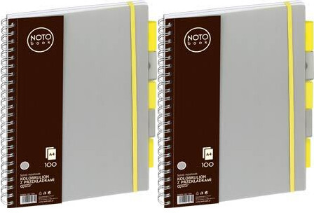 2x Kołonotatnik Grand NOTOBook, A4, w kratkę, 100 kartek, okładka PP, szary