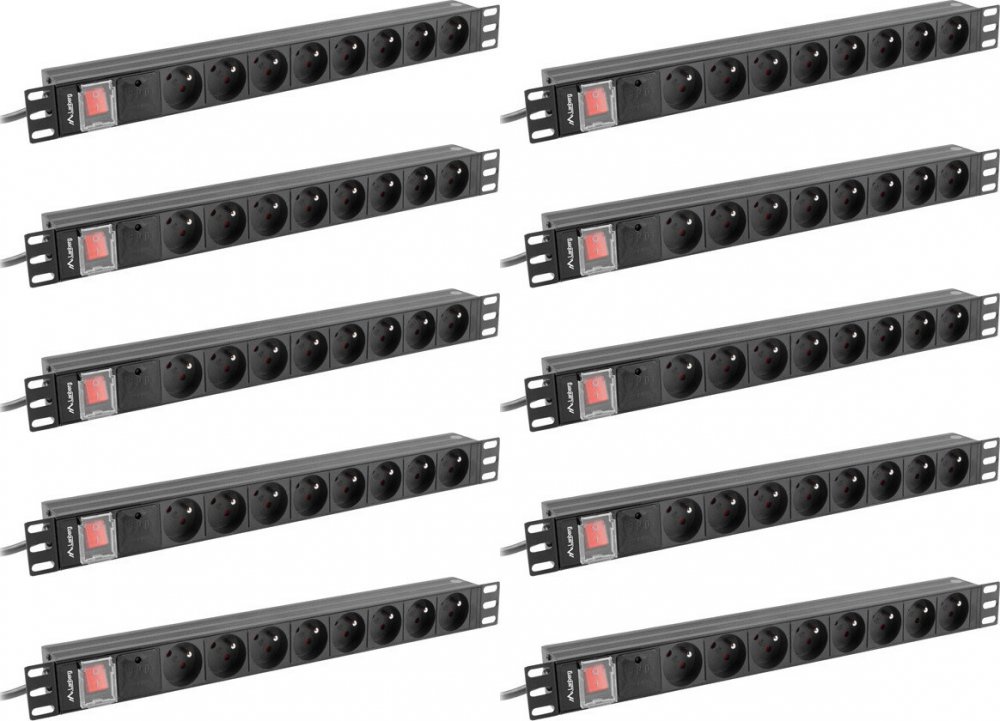 10x Listwa zasilająca Lanberg Rack PDU 19", 2m, 8 gniazd, czarny