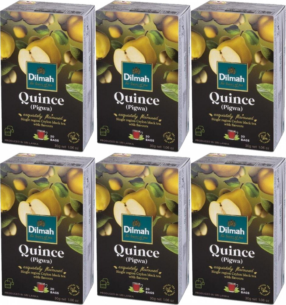 6x Herbata czarna aromatyzowana w torebkach Dilmah, Quince, pigwa, 20 sztuk x 1.5g