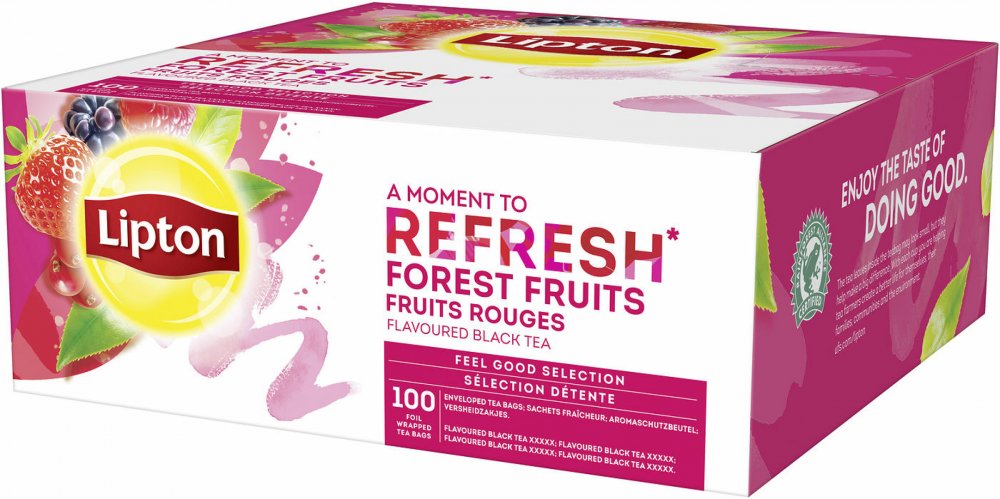 Herbata czarna aromatyzowana w kopertach Lipton Classic Forest Fruits, owoce leśne, 100 sztuk x 1.6g