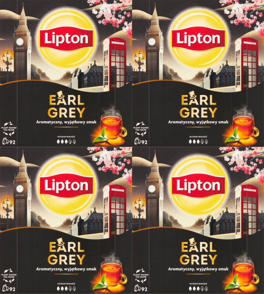 4x Herbata Earl Grey w torebkach Lipton, 92 sztuki x 1.5g