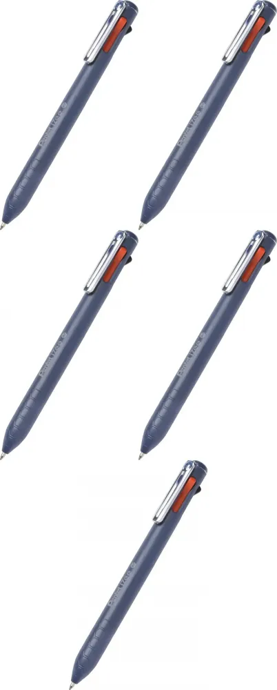 5x Długopis automatyczny Pentel iZee 4 w 1, 4 wkłady, 0.7mm, obudowa granatowa/ wkłady mix kolorów